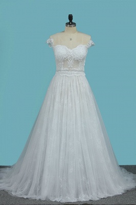 Vintage Sweetheart Backless Appliques Lace Ruffles Long A-Line Wedding Dress_1