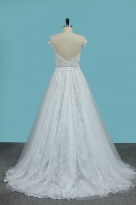 Vintage Sweetheart Backless Appliques Lace Ruffles Long A-Line Wedding Dress_3