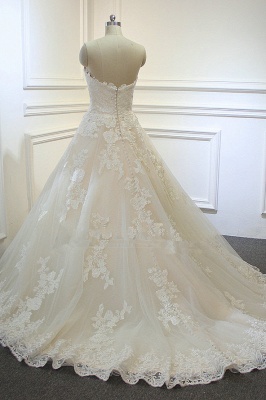 Elegant Sweetheart Backless Appliques Lace Floor-length A-Line Wedding Dress_4