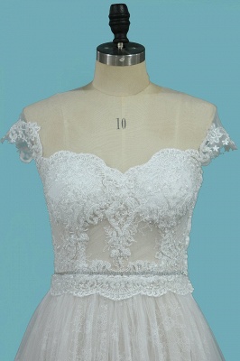 Vintage Sweetheart Backless Appliques Lace Ruffles Long A-Line Wedding Dress_2