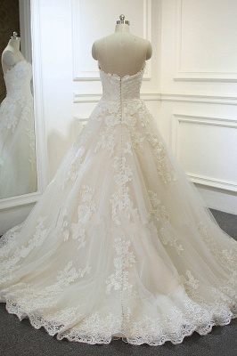 Elegant Sweetheart Backless Appliques Lace Floor-length A-Line Wedding Dress_3