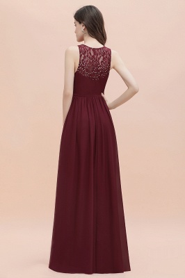 Elegant Long V-Neck Lace Ruffles Bridesmaid Dress Sequins Burgundy Chiffon Evening Dress_3
