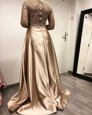 Glamorous Bateau Long Sleeves Appliques Lace Mermaid Prom Dress With Detachable Train_4