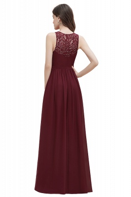Elegant Long V-Neck Lace Ruffles Bridesmaid Dress Sequins Burgundy Chiffon Evening Dress_15