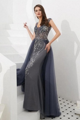 Classy Wide Straps Crystal Embellishment Mermaid Prom Dress With Detachable Tulle Train_5