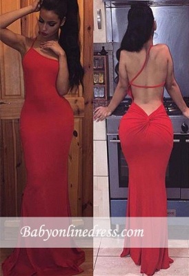 Sexy Long Sleeveless Evening Gowns Spaghetti Strap Bodycon Prom Dress_3