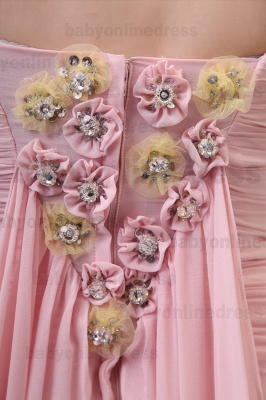 Elegent Strapless Chiffon A-line Flower Prom Dresses Flower Evening Dresses_5