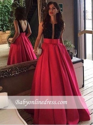 Elegant A-Line Prom Dress 2018 Scoop Neckline Sleeveless Party Gowns_3