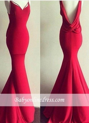 Alluring Red Sweetheart Mermaid Prom Dress Backless Long Evening Gowns BA4419_3