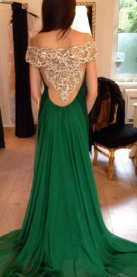 Emerald Green Crystals Mermaid Prom Dresses with Chiffon Overskirt Elegant Evening Gowns_5