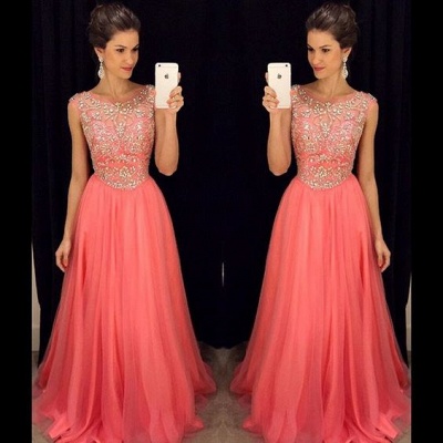 Chiffon Long Prom Dresses for Teens Crystals Beaded Luxury Evening Gowns_3