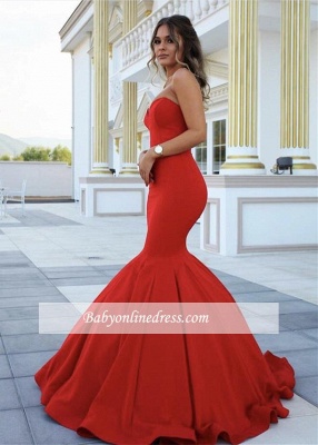 Sexy Red Sweetheart Mermaid Party Gowns Long Sleeveless Prom Dress_1