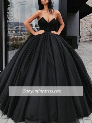 Black Sweetheart Ball-Gown Sleeveless Sexy Prom Dresses_6