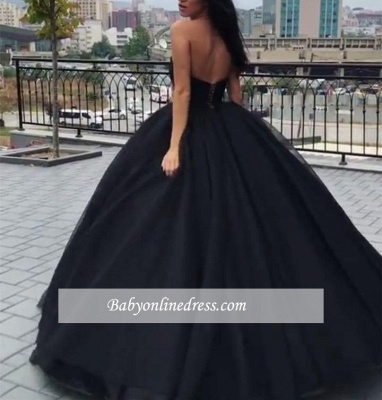Black Sweetheart Ball-Gown Sleeveless Sexy Prom Dresses_5