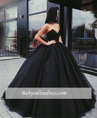 Black Sweetheart Ball-Gown Sleeveless Sexy Prom Dresses_4