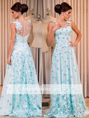 Glamorous Sleeveless Floor-Length Buttons A-line Prom Dress_5