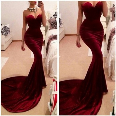 New Sweetheart Sleeveless Mermaid Prom Dresses Sexy Evening Gowns_2