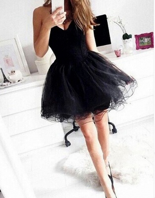 Cute Mini Black Sweetheart Simple Cheap Homecoming Dresses_1