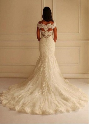 Off-The-Shoulder Mermaid Lace-Applique Elegant Wedding Dresses_3