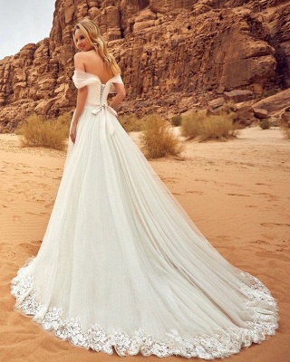 Summer Tulle A-line Wedding Dresses | Off-the-Shoulder Bridal Gowns_3