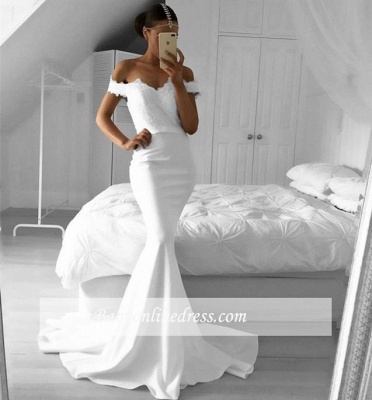 2018 Lace Off-the-Shoulder Elegant Mermaid Prom Dresses_1
