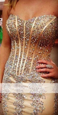 Stunning  Sweetheart Mermaid Evening Gowns Tulle Prom Dress with Beadings_2