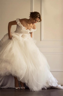Glamorous Tulle Off-the-Shoulder Wedding Dresses Open Back Bridal Gowns_1