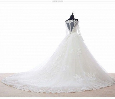 Wedding Dresses with Overskirt Long Sleeves Elegant Off The Shoulder Tulle Bridal Gowns_3