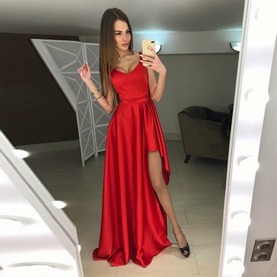 Scoop Modern Red Sleeveless A-line Hi-Lo Prom Dress_3