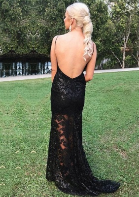 Sexy Black Sheer Evening Gowns | Open Back Sheath Prom Dresses_3