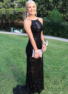 Sexy Black Sheer Evening Gowns | Open Back Sheath Prom Dresses_1