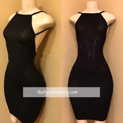 Short Black Sequins Mermaid Homecoming Dress_1