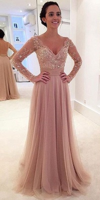 Long Sleeves Prom Dresses with Detachable Skirt Two Pieces Lace Beaded Evening Gowns_1