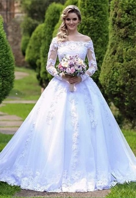 Long-Sleeve Princess Button Lace Zipper Wedding Dresses_2