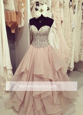 Floor-Length Gorgeous Beadings Sweetheart Ruffles Prom Dress_3