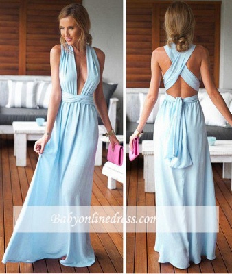 Long Floor-Length Beautiful Criss-Cross Sleeveless Prom Dress_1