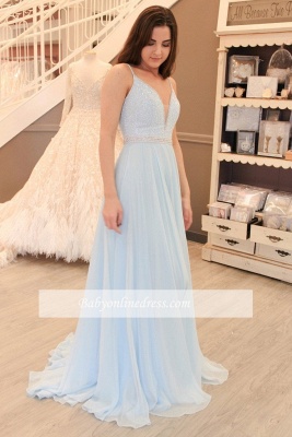 Chiffon A-line Elegant Sleeveless Beads Spaghetti-Strap Prom Dress_4