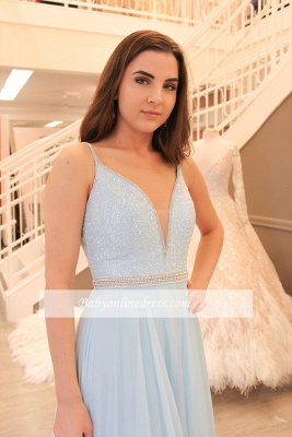 Chiffon A-line Elegant Sleeveless Beads Spaghetti-Strap Prom Dress_3