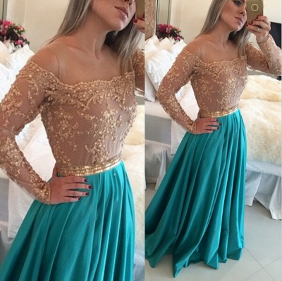 New Lace Chiffon Evening Gowns Sheer Illusion Long Sleeves Beaded Prom Dresses Bar0018_3
