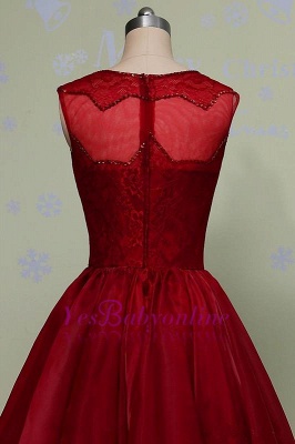 Glamorous Hi-Lo Red Prom Dress Sleeveless Sequins Lace Evening Gowns_5