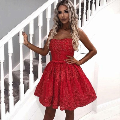 Elegant A-Line Lace Homecoming Dresses | Sexy Strapless Short Cocktail Dresses_3