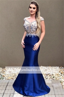 Zipper Blue Off-the-Shoulder Sexy Crystal Prom Dress_5