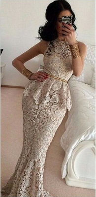 Gorgeous Lace Peplum Long Mermaid Prom Dresses Arabic Evening Gowns_1
