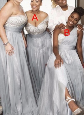 New Silver Beading Bridesmaid Dresses | One Shoulder A-line Maid of the Honor Dress_2