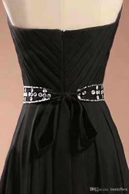 Simple Black Halter Chiffon Prom Dresses Ruffles Floor Length Crystal A-Line Evening Gowns_4