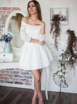 Chic White Lace Homecoming Dresses | Off-The-Shoulder A-Line Mini Cocktail Dresses_1