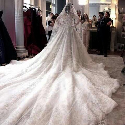A-line Wedding Dresses with 3-meter Train_3