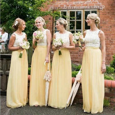 Jewel Lace Chiffon Elegant Sleeveless A-line Bridesmaid Dress_3