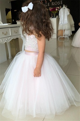 Pink Sweetheart Lovely Two-Pieces Flower Tulle Appliques Girl Dresses_4