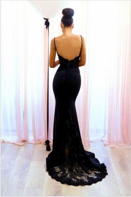 Spaghetti Straps Black Evening Dresses | Spaghettis Straps Backless Bridesmaid Dress_3